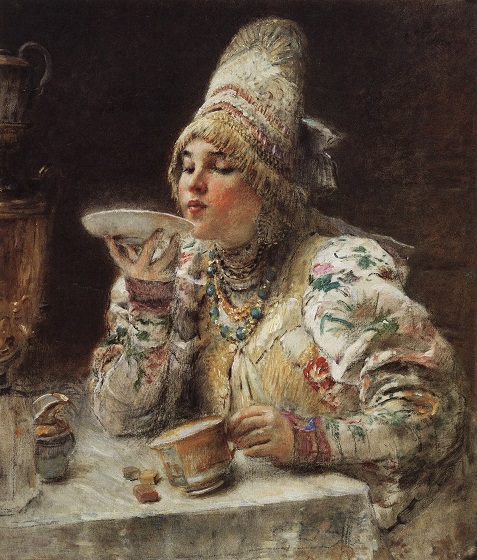 В Маковский Боярышня за чаем.jpg