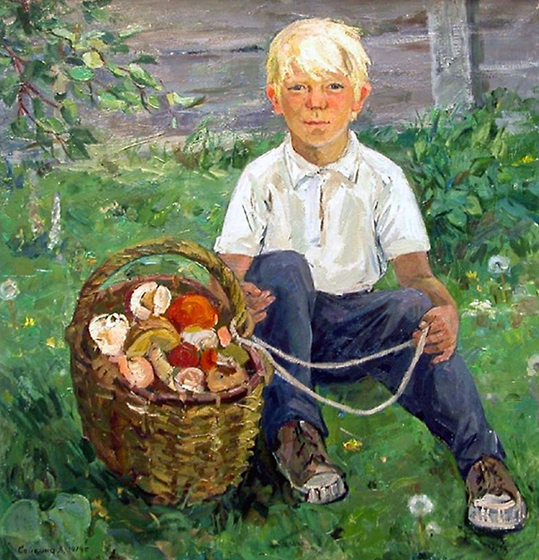 Sajkina Malchik s korzinoj gribov.jpg